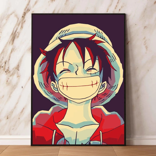 One Piece Pop Art-schilderij - Monkey D. Luffy in minimalistische stijl