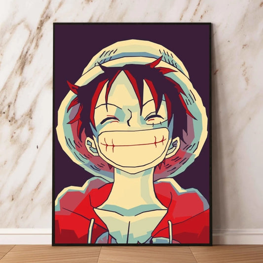 One Piece Pop Art-schilderij - Monkey D. Luffy in minimalistische stijl