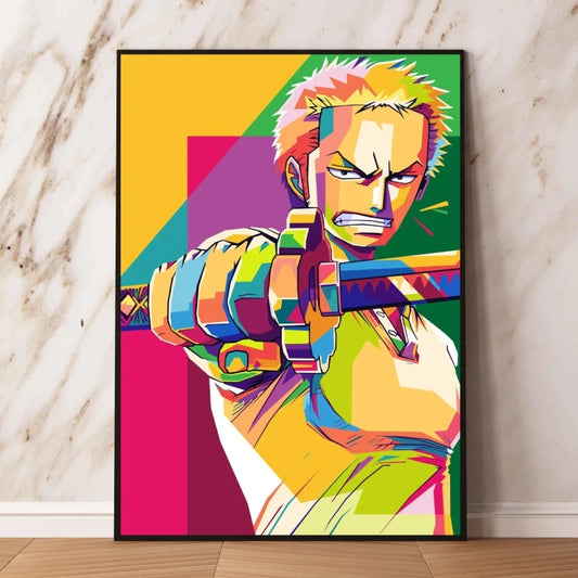 One Piece Pop Art-schilderij - Roronoa Zoro in gevecht