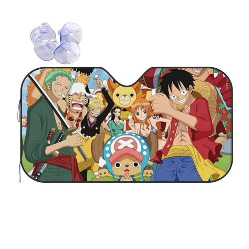 One Piece-autozonnescherm - Mugiwarapiraten op de oceaan