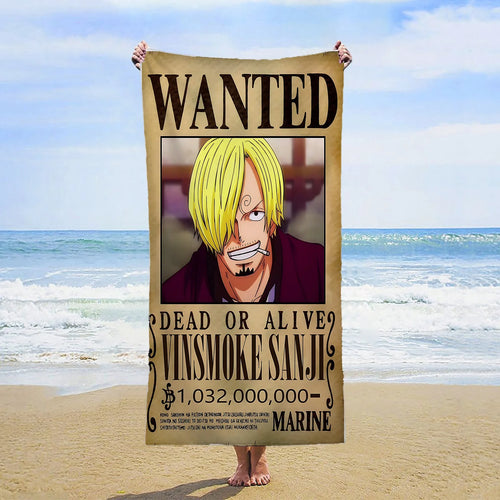One Piece-strandlaken - Wanted Vinsmoke Sanji (Only Alive)