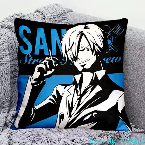 One Piece-kussensloop - Vinsmoke Sanji (blauw portret)