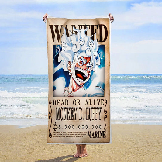 One Piece-strandlaken - Wanted Luffy Gear 5 Nika