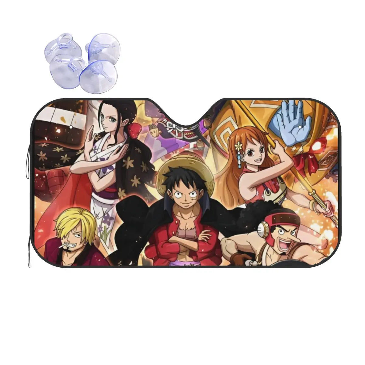 One Piece-autozonnescherm - Gevechtsscène met de complete bemanning