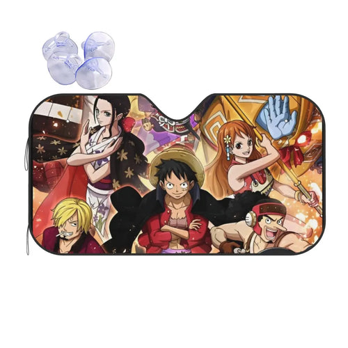 One Piece-autozonnescherm - Gevechtsscène met de complete bemanning