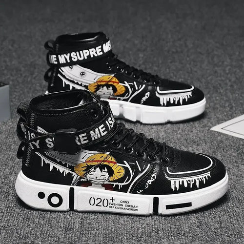 One Piece-sneakers - zwarte streetwear Luffy