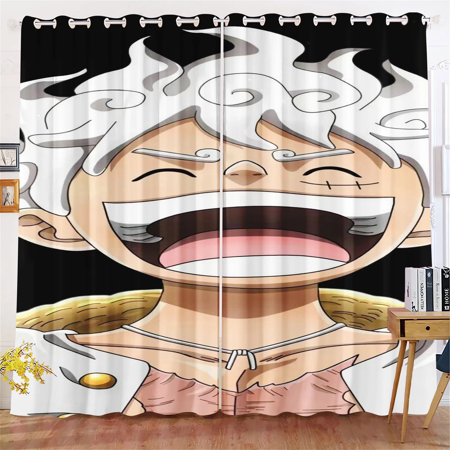One Piece-gordijn - Monkey D. Luffy Gear 5 Nika (zuiver wit ontwerp)
