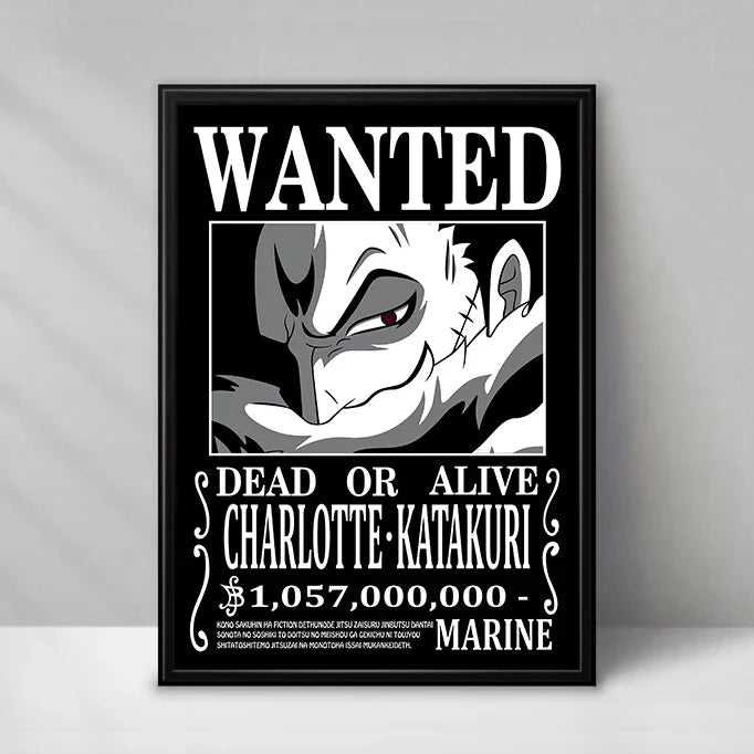 One Piece Wanted-poster - Charlotte Katakuri (zwart-wit)