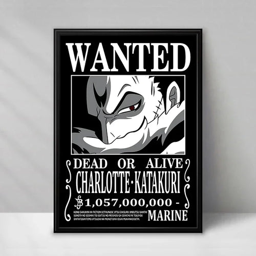 One Piece Wanted-poster - Charlotte Katakuri (zwart-wit)