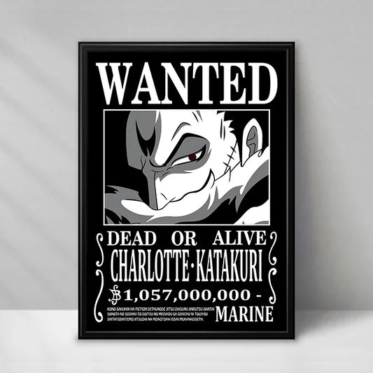 One Piece Wanted-poster - Charlotte Katakuri (zwart-wit)