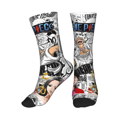 One Piece-sokken - Mangapanelen zwart-wit
