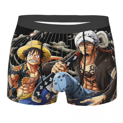 One Piece-boxershort - Luffy en Ace in gevecht (Oranje en zwart)