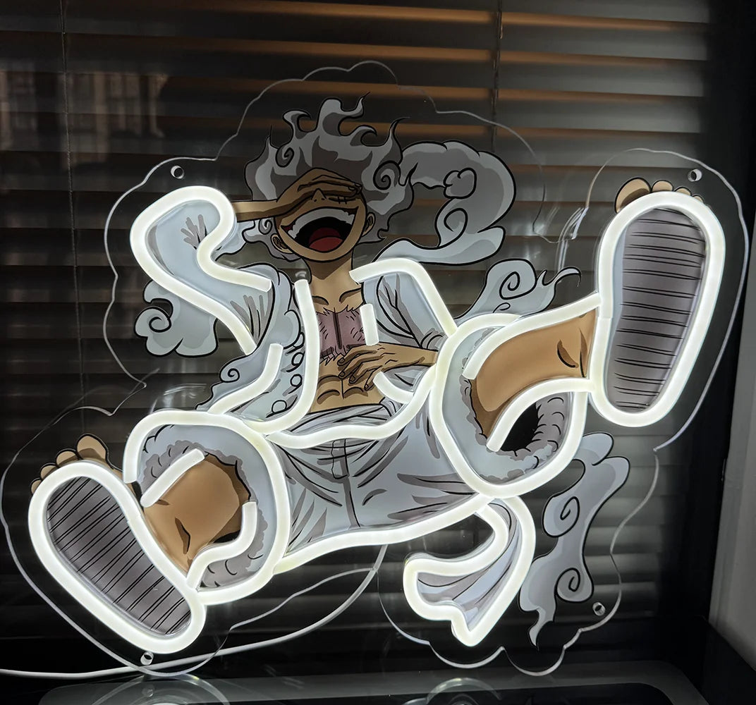 One Piece-neonlamp - Stralend witte Gear 5 Luffy Ontwaking
