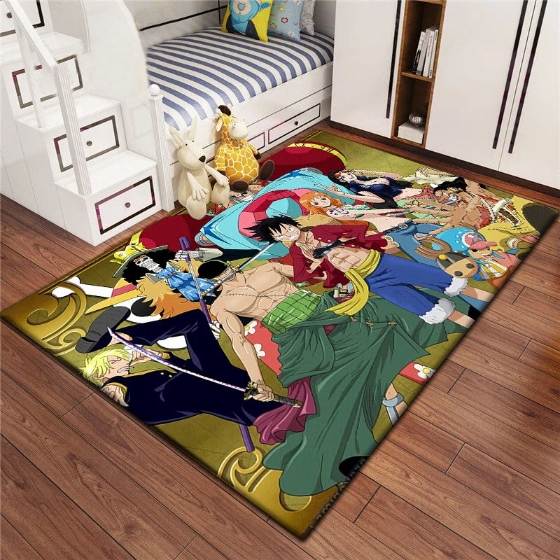 One Piece-tapijt - volledige crew in animestijl (model voor de kinderkamer)