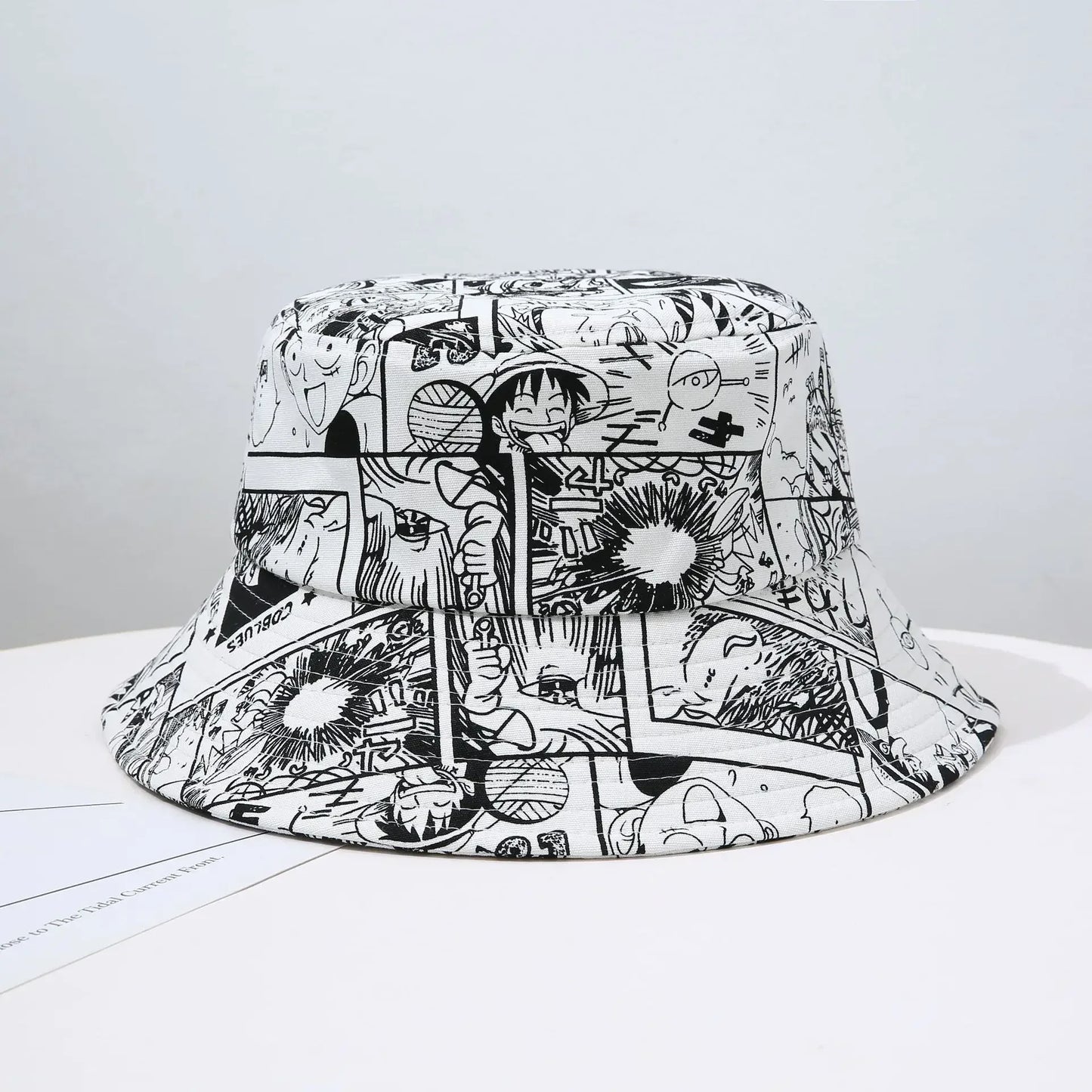 One Piece-bucket hat – Zwart-wit manga
