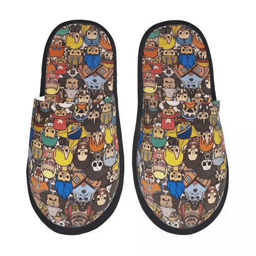 One Piece-pantoffels - collageontwerp met veelkleurige personages