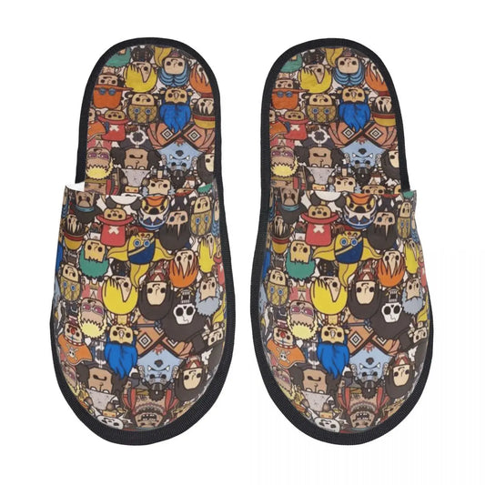One Piece-pantoffels - collageontwerp met veelkleurige personages