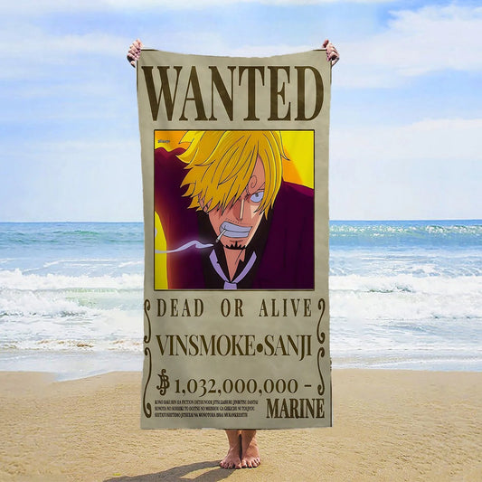One Piece-strandlaken - Wanted Sanji (klassiek portret)