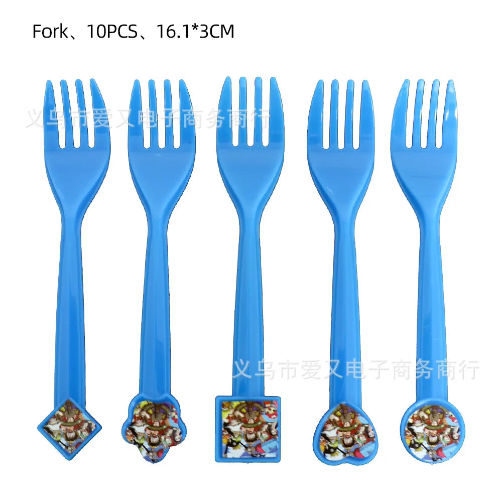 Set One Piece-vorken - Thematisch feestbestek (blauw)