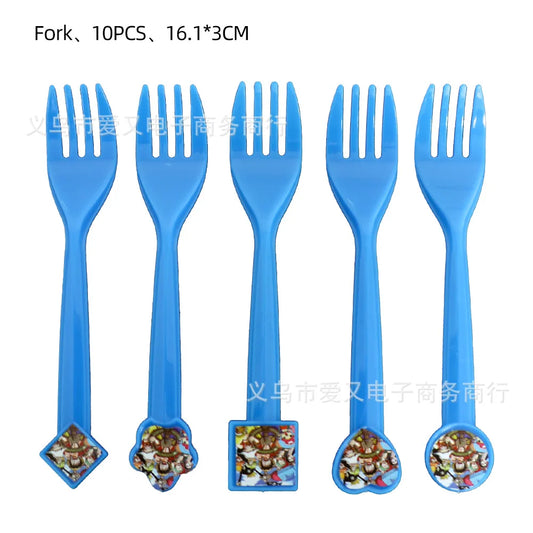 Set One Piece-vorken - Thematisch feestbestek (blauw)