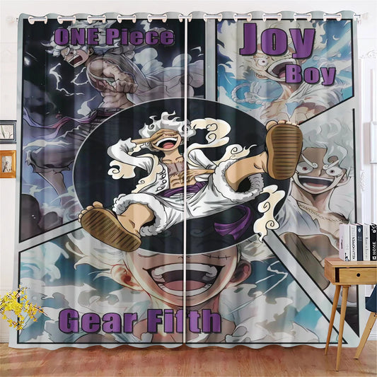 One Piece-gordijn - Luffy Gear 5 ‘Joy Boy’ (artistieke HD-illustratie)