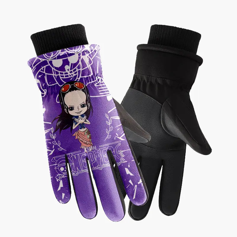 One Piece-handschoenen – Nico Robin paarse illustratie
