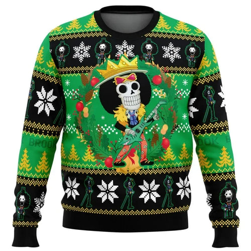 One Piece-trui - Tony Tony Chopper & kerstbomen-design (groen)
