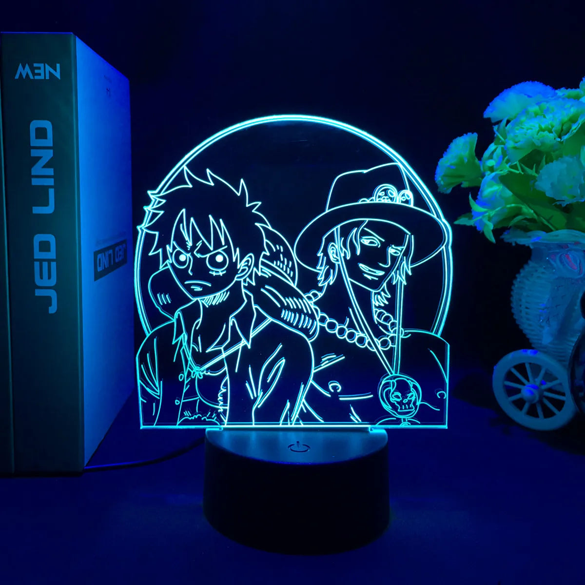 One Piece LED-nachtlamp - Gevecht tussen Luffy en Kaido (Blauw)