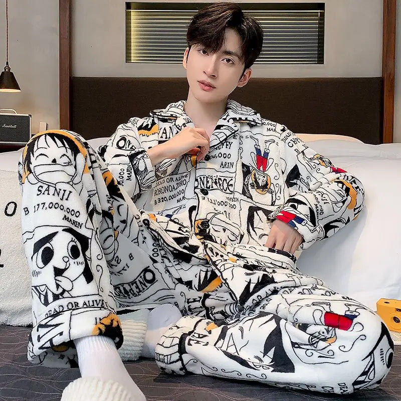 One Piece-pyjama "Doodles" - Nachtset met illustraties van de bemanning