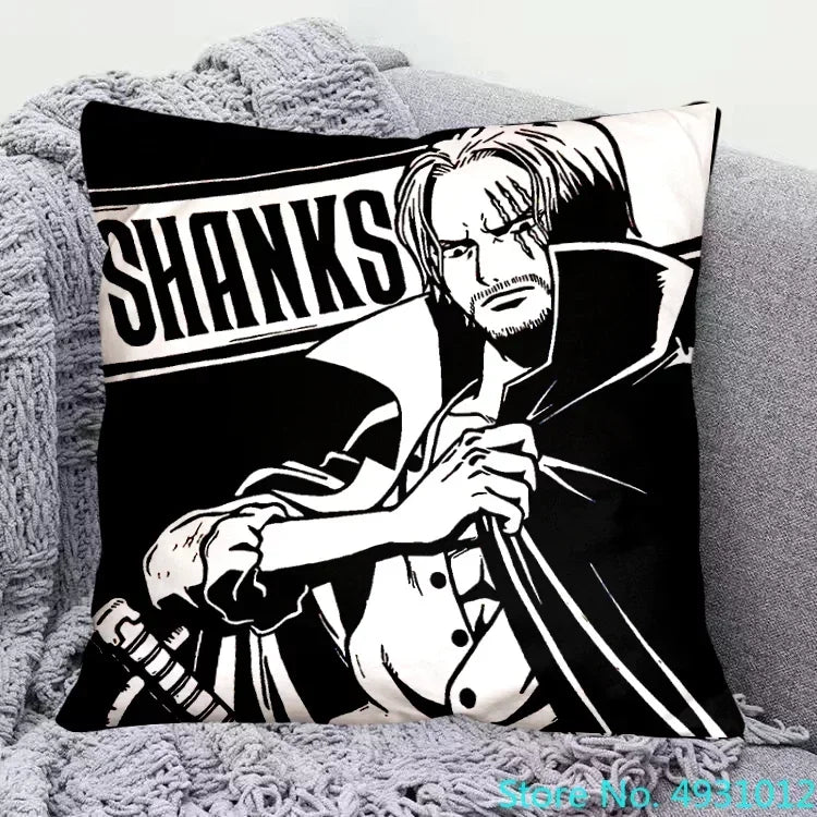 One Piece-kussensloop - Shanks de Roodharige (zwart-witdesign)