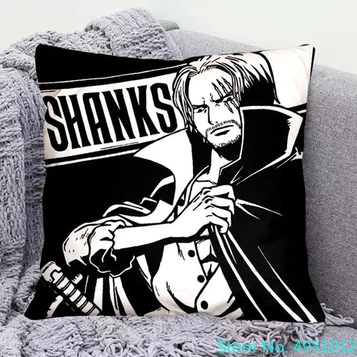 One Piece-kussensloop - Shanks de Roodharige (zwart-witdesign)
