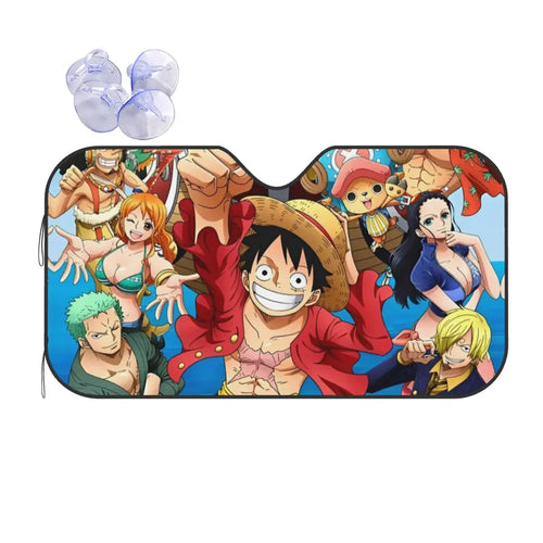 One Piece-autozonnescherm - Portretten van de Strohoedpiraten