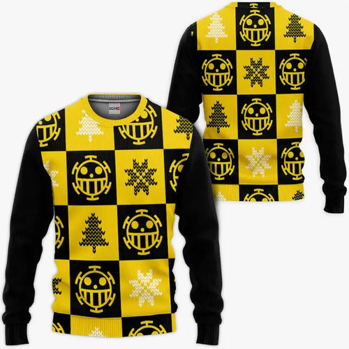 One Piece-trui - piraten- en winterpatroon (geel)