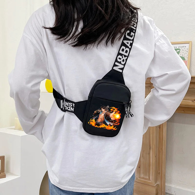One Piece-schoudertas – Monkey D. Luffy in paarse mangastijl