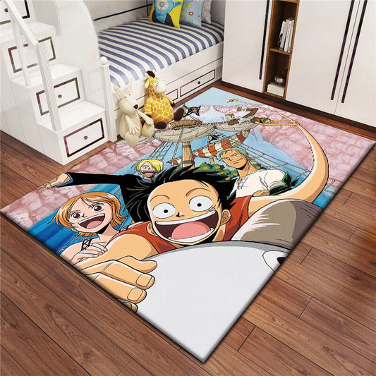 One Piece-tapijt - feestelijk tafereel met Luffy en zijn vrienden