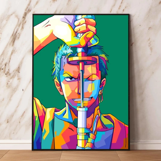 One Piece Pop Art-schilderij - Roronoa Zoro met zwaard in de mond