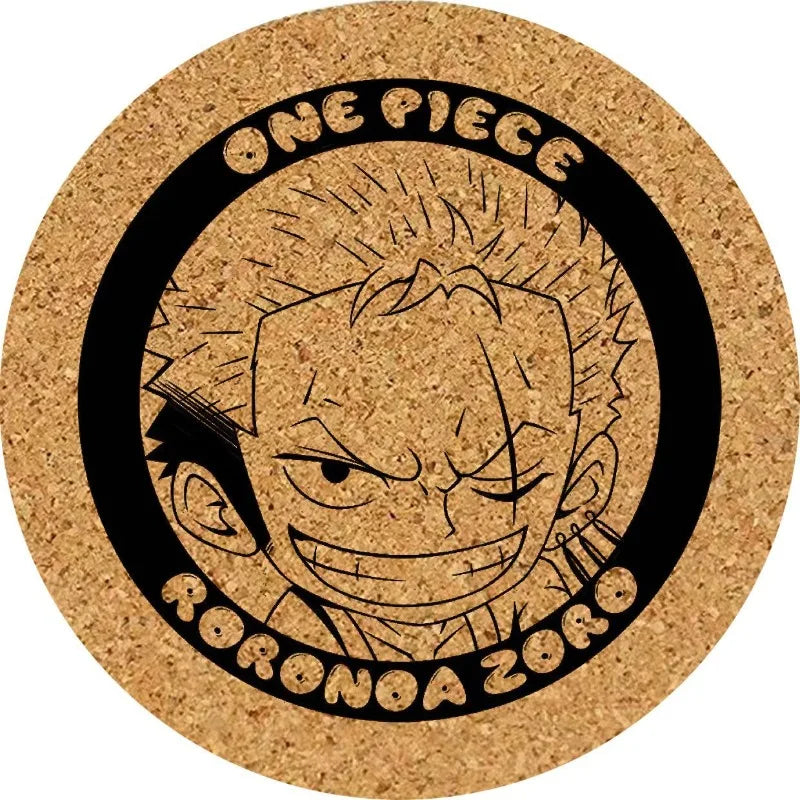 One Piece-onderzetter – Wanted Roronoa Zoro met kurkgravure