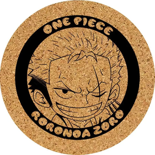 One Piece-onderzetter – Wanted Roronoa Zoro met kurkgravure
