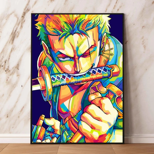 One Piece Pop Art-schilderij - Roronoa Zoro met drie zwaarden
