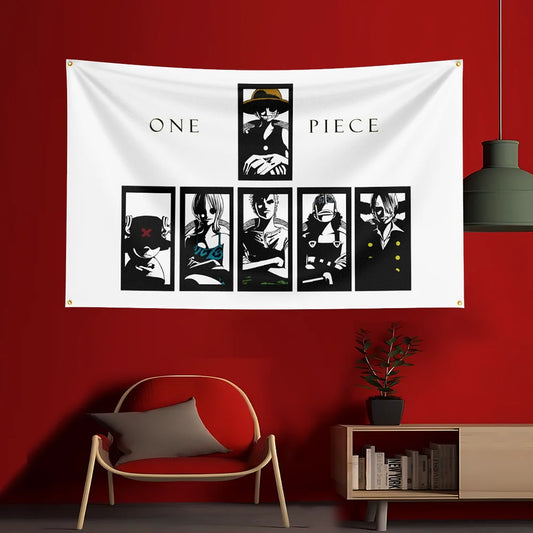 One Piece-poster - zwart-witportretten van de bemanning