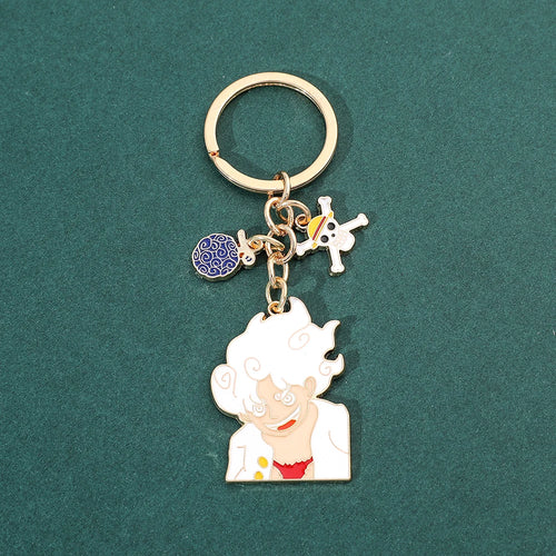 One Piece-sleutelhanger - Monkey D. Luffy Gear 5 Nika (geëmailleerd)