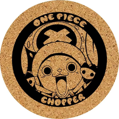 One Piece-onderzetter – Wanted Chopper met kurkgravure