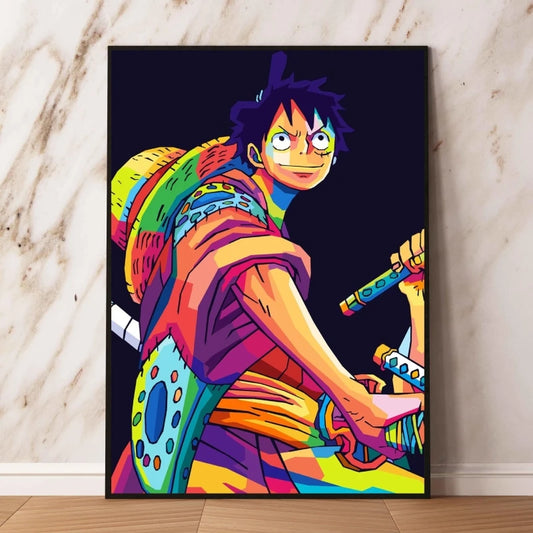 One Piece Pop Art-schilderij - Monkey D. Luffy met strohoed