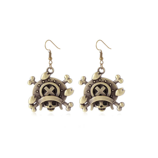 One Piece-oorbellen – Medisch Chopper-kruis (Vintage)