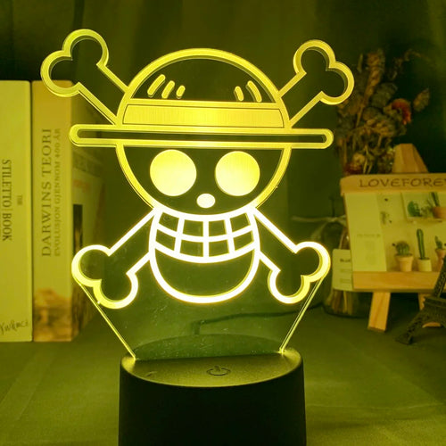 One Piece-lednachtlampje – klassiek Mugiwara-skull-logo (geel)