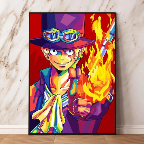 One Piece Pop Art-schilderij - Portgas D. Ace (Vuurvuist)