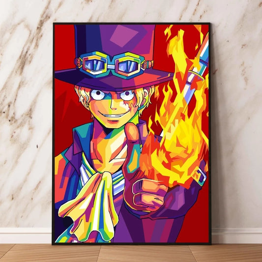 One Piece Pop Art-schilderij - Portgas D. Ace (Vuurvuist)