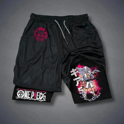 One Piece 2-in-1-sportshort - Luffy-logo (Zwart)