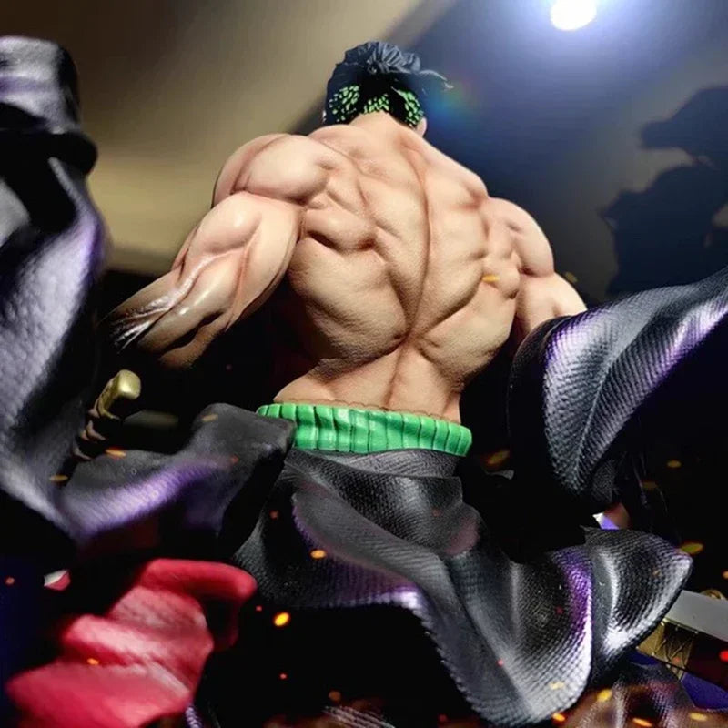 One Piece-figuur - Roronoa Zoro met drie zwaarden (blauwe vlammeneffecten)