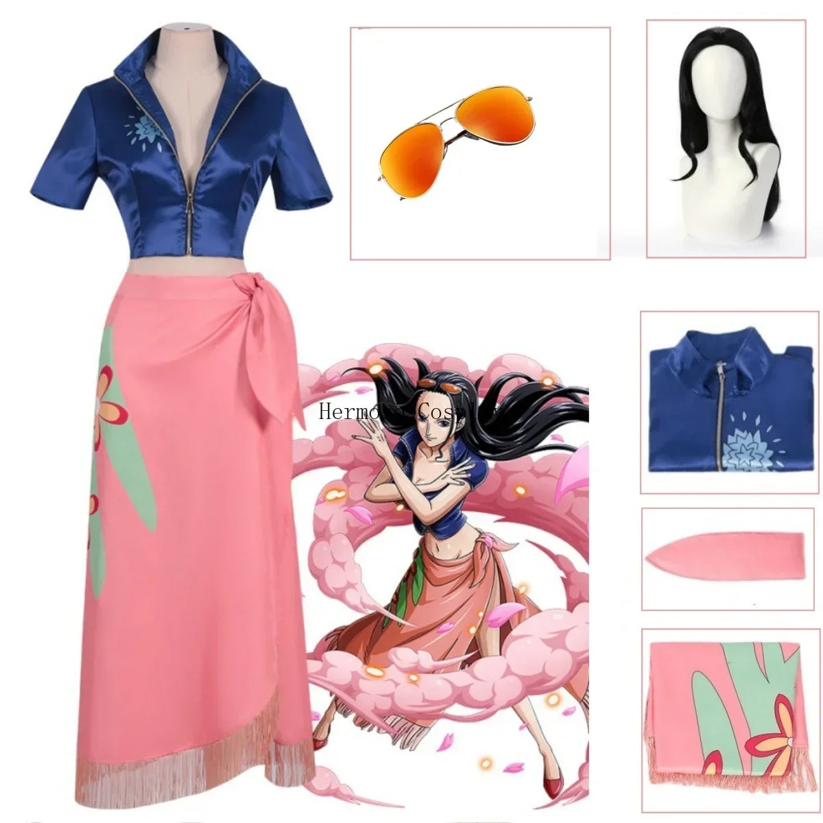 One Piece-cosplaykostuum - Outfit van Boa Hancock (jurk van de piratenkeizerin)